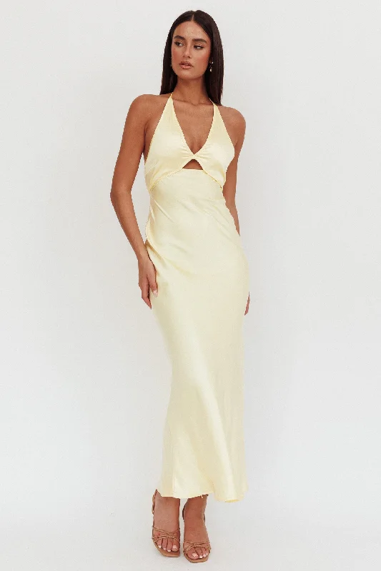 Crazy Deals Jassinta Keyhole Bust Maxi Dress Lemon