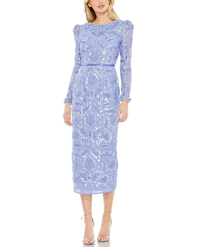Best Bargains Mac Duggal Embellished High-Neck Puff Sleeve Fitted Dress