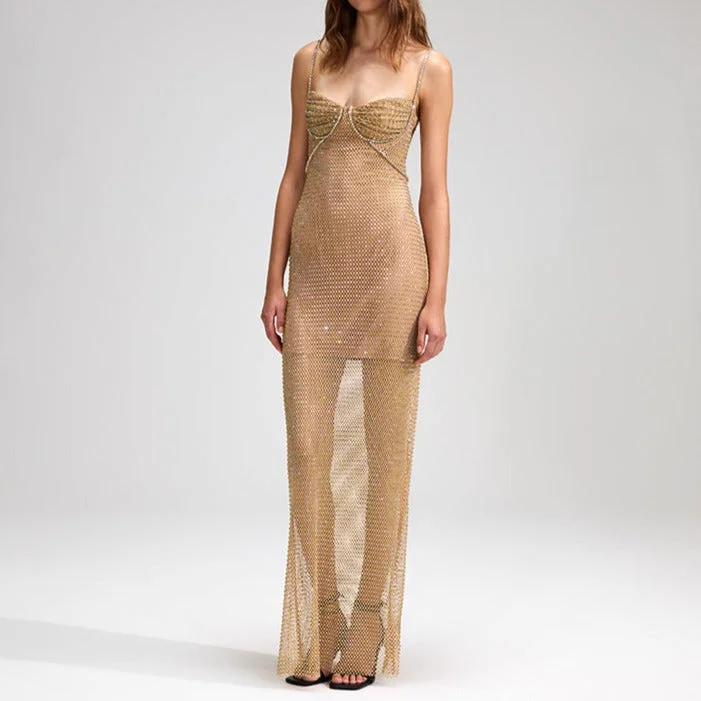 Exclusive Savings KittenAlarm - Astrid Embellished Fishnet Maxi Dress