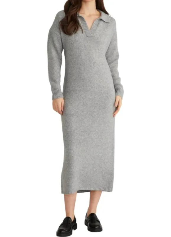 Price Cut Raya Solid Maxi Polo Dress In Smoke Grey