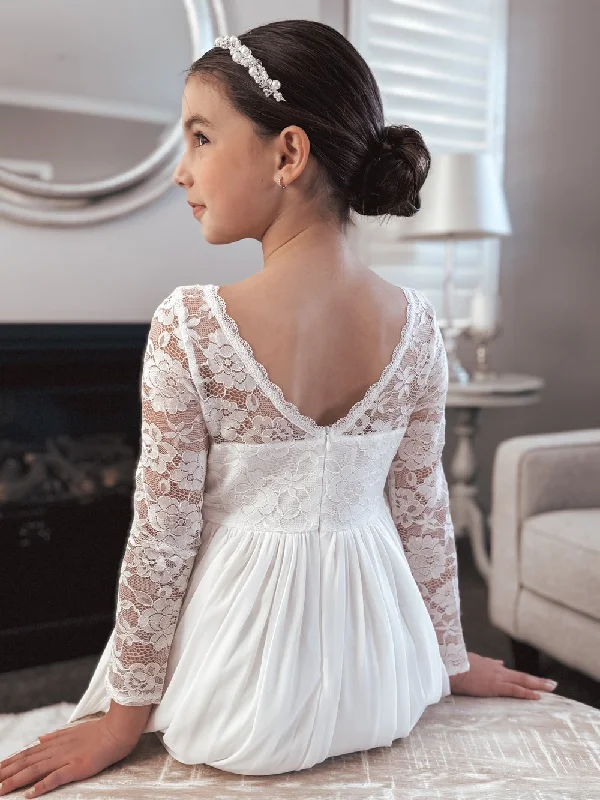 Lowest Price Hailey Girls Long Sleeve White Lace Dress