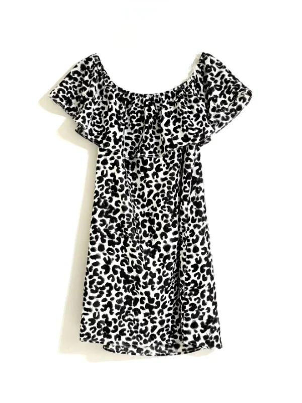Mega Sale Women's Leopard Print Off Shoulder Mini Dress In Multicolor