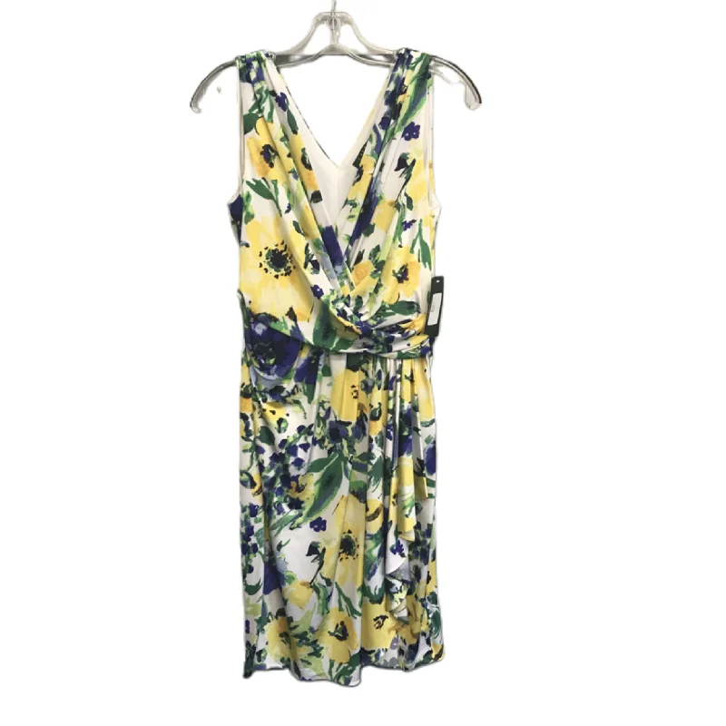 Quick Sale Floral Print Dress Work By Lauren By Ralph Lauren, Size: L