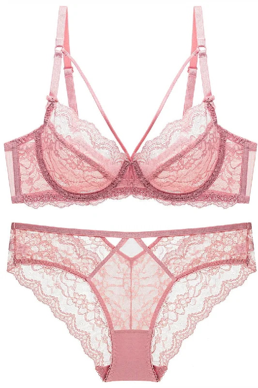 Special Discount Free Shipping Pink Lace Lingerie Set