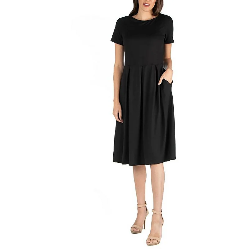 Fantastic Offers Plus Womens Pleated Short Sleeve Fit & Flare Dress