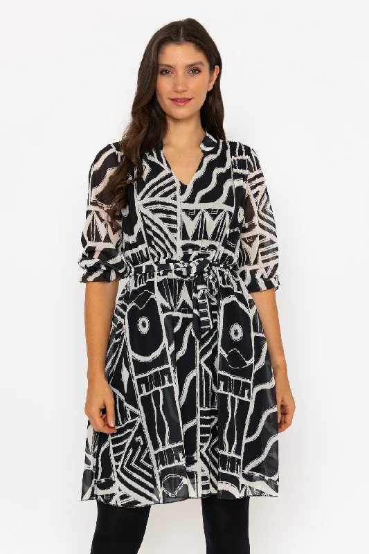 Limited Quantity Black Printed Knee Length Dress