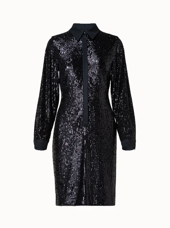 Major Savings Sequins Shirt Dress