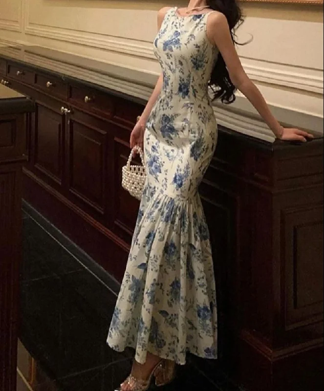 Deal Zone Elegant Printed Sleeveless Vintage Long Party Dress Evening Dress, DP4444 Deal Zone Elegant Printed Sleeveless Vintage Long Party Dress Evening Dress, DP4444