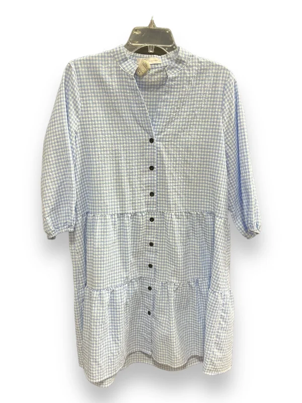 Discount Extravaganza Checkered Pattern Dress Casual Short Clothes Mentor, Size L
