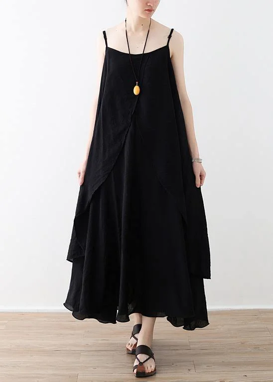 Instant Savings Flowy Spaghetti Strap asymmetric clothes fine Shape black Dress Summer