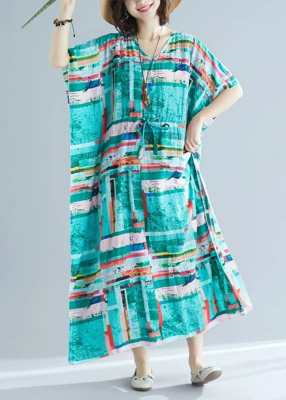 TIME-Limited Offer Chic v neck drawstring quilting dresses Work Outfits green print Dress summer TIME-Limited Offer Chic v neck drawstring quilting dresses Work Outfits green print Dress summer