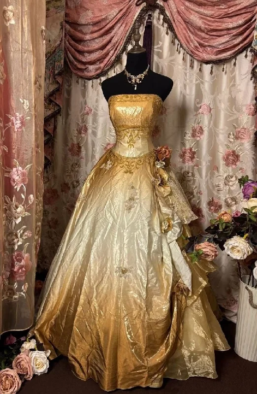 Low Prices Sunset Ombre Strapless A-Line Satin Vintage Long Party Dress Evening Gown, DP4507 Low Prices Sunset Ombre Strapless A-Line Satin Vintage Long Party Dress Evening Gown, DP4507