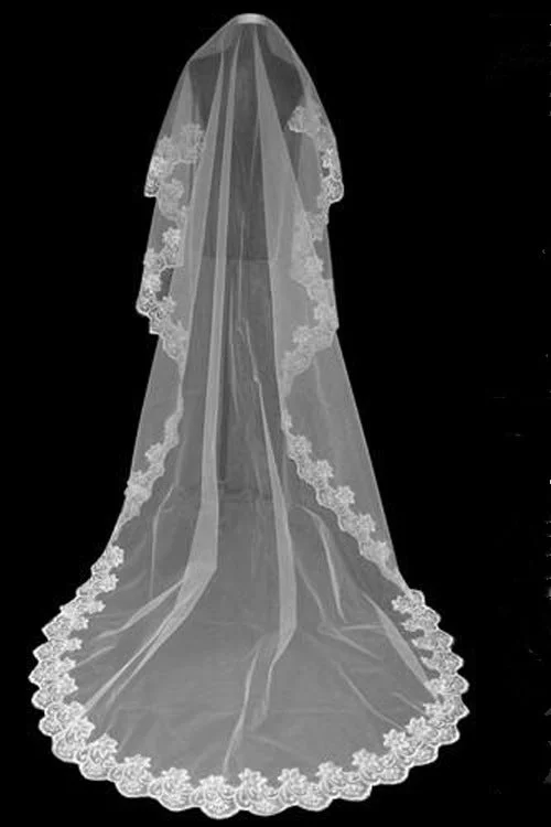 Members Only 3 Meters Lace Floral White Bridal Veil