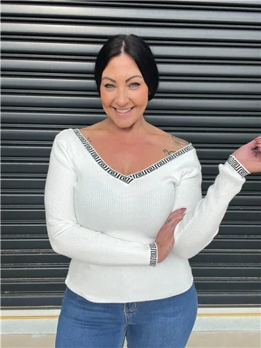 Low Prices Medusa Fitted Ribbed Knit White (SALE)