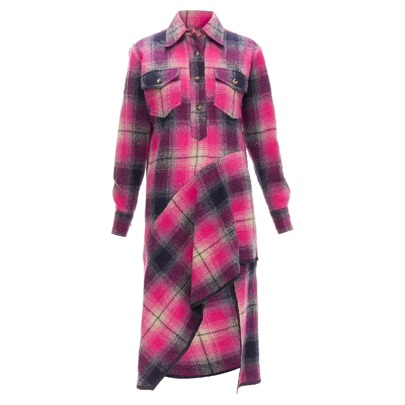Huge Discounts Dries Van Noten wool plaid bias splice hem dress