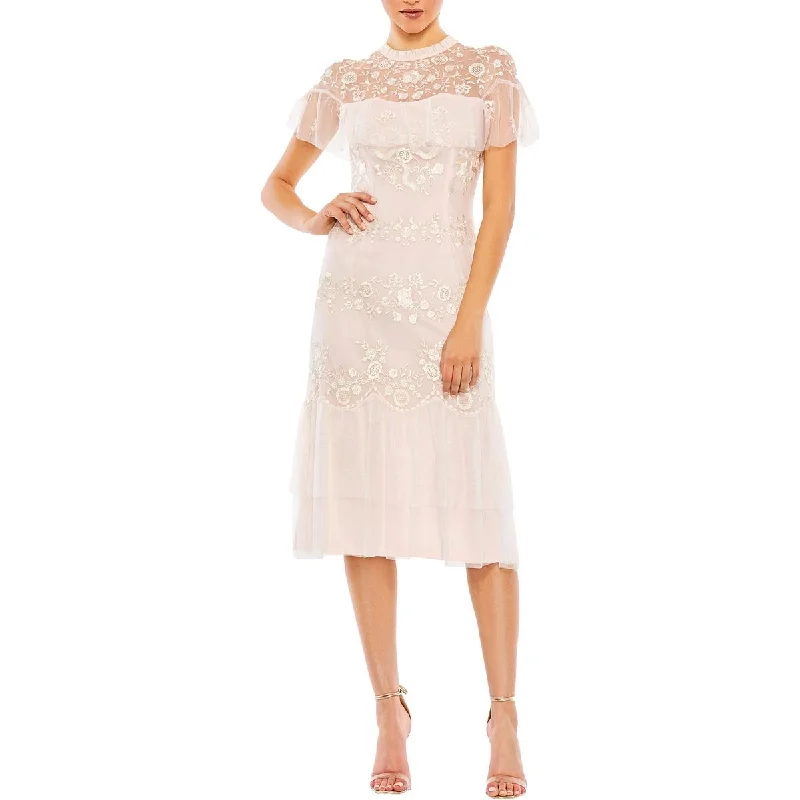Low Prices Womens Floral Embroidered Midi Dress