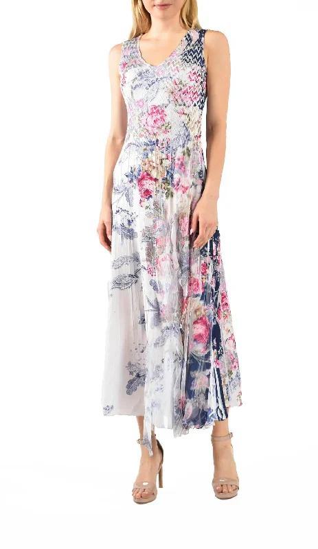 Referral Discount Paisley Bloom Maxi Dress In Blue Multi