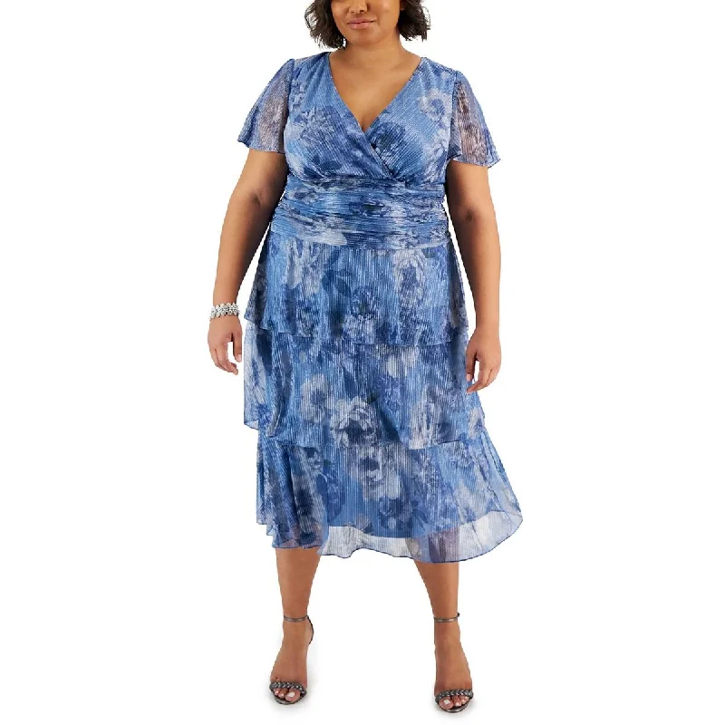 Best Bargains Plus Womens Chiffon Metallic Cocktail And Party Dress