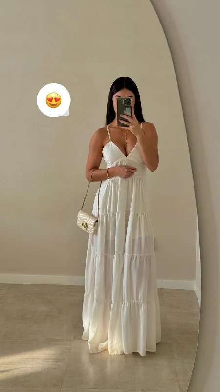 Best Deals White V Neck Spaghetti Straps A-Line Long Party Dress Fashion Women Dress, DP4493 Best Deals White V Neck Spaghetti Straps A-Line Long Party Dress Fashion Women Dress, DP4493