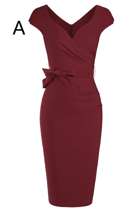 Must-Have Deals Cap Sleeves Mermaid Burgundy Mother of the Bride Dress with Sash