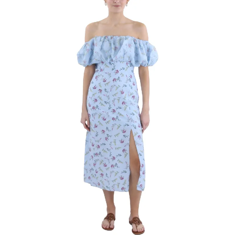 Grand Opening Sale Floriana Ciarra Womens Floral Print Off-The-Shoulder Midi Dress