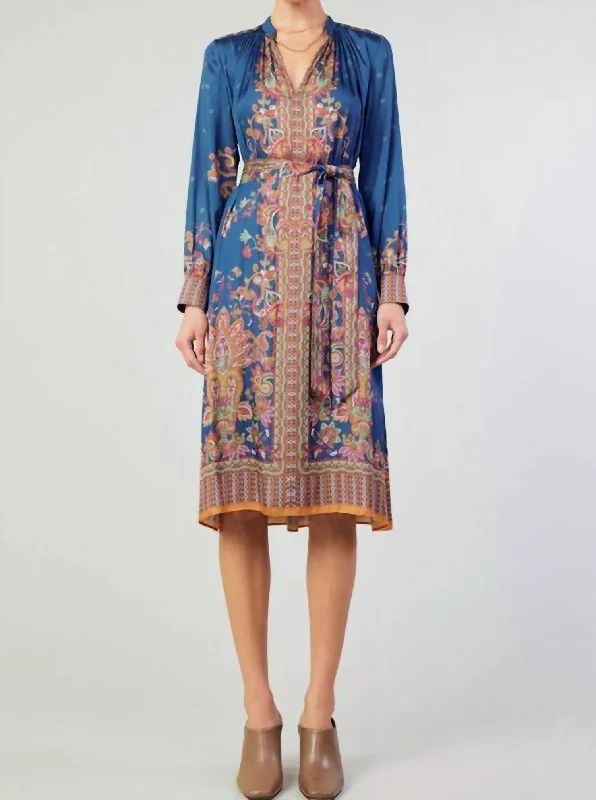 Weekend Special Paisley Printed Midi Dress In Blue