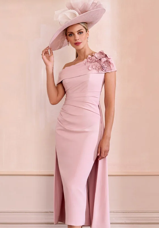 Weekend Flash Sale John Charles Floral Embellished Pencil Midi Dress, Rose Pink