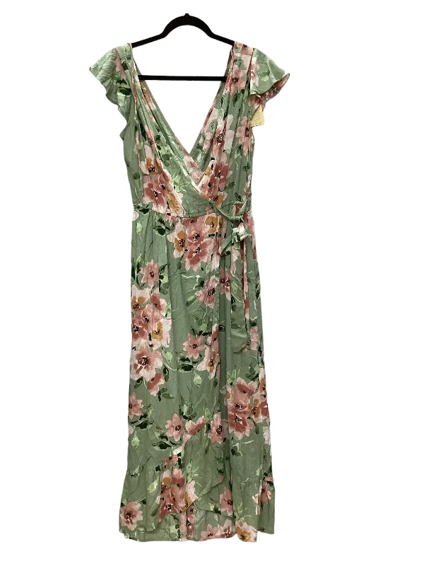 Extra Discounts Green Dress Casual Maxi Clothes Mentor, Size M