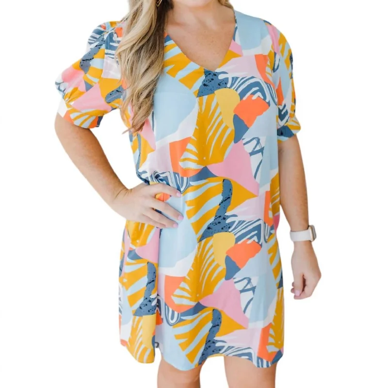 Unmissable Offer Print Dress In Orange Mix