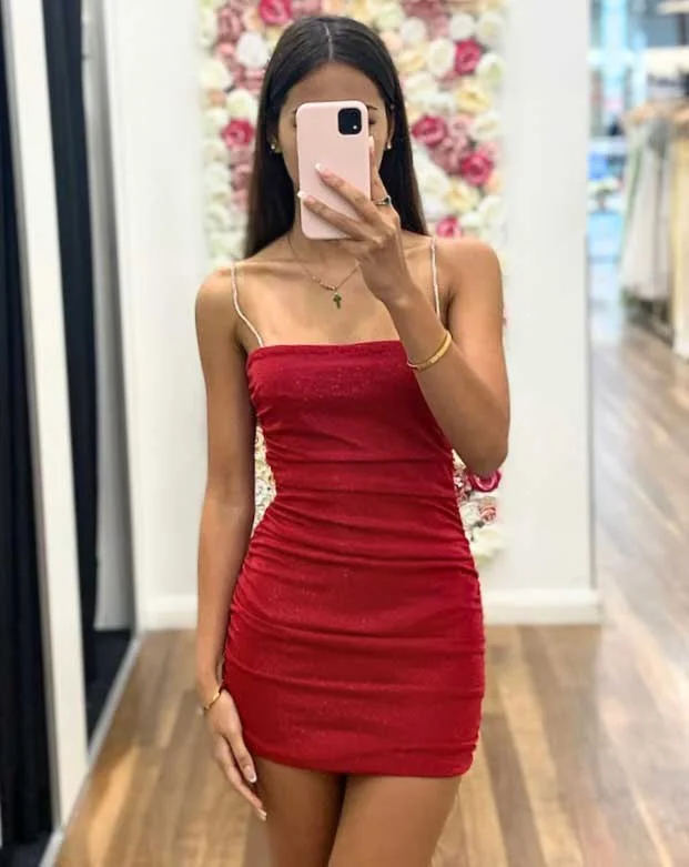 Weekend Deal Maya Glitter Mini Dress - Red