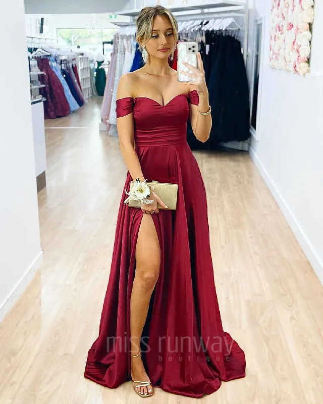 Best Bargains Victoria Satin Gown - Wine