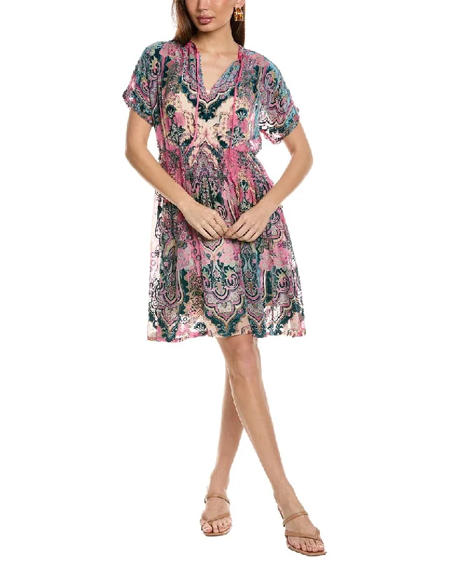 Price Fest Johnny Was Thia Burnout Silk-Blend Dress