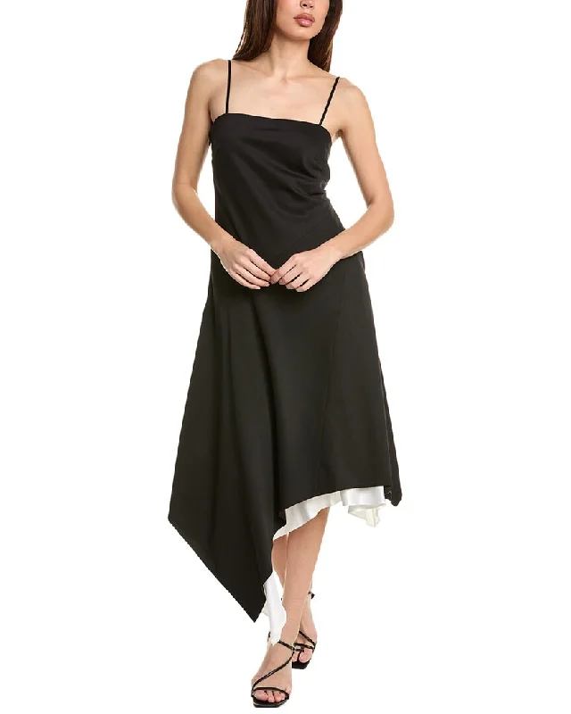 Special Savings Helmut Lang Angled Hem Wool Midi Dress