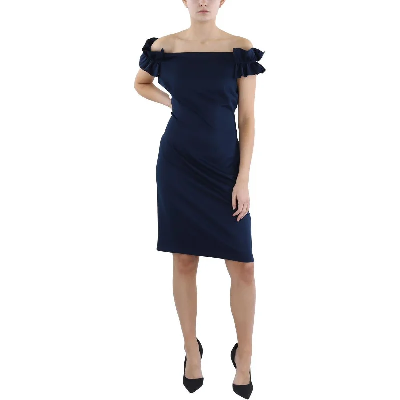Stock Clearance Womens Above Knee Off-The-Shoulder Sheath Dress