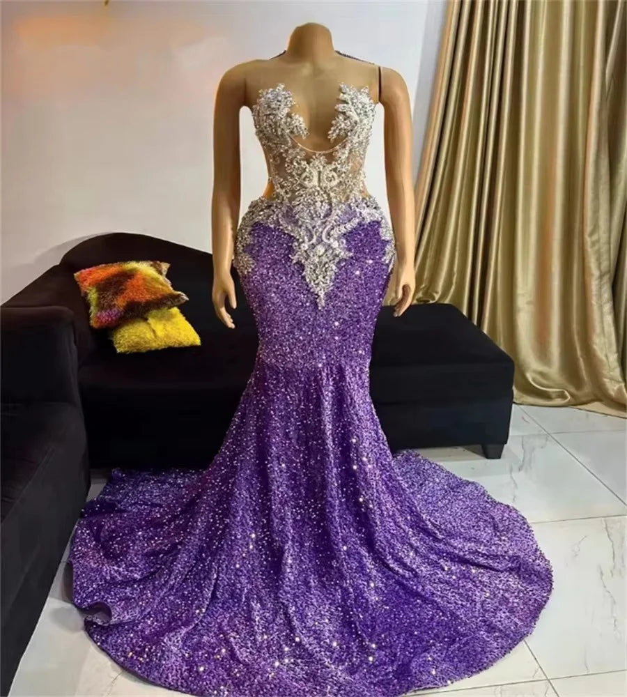 Sneak Peek Sale Stunning Purple Prom Dresses With Beaded Luxury Sequined Mermaid South African Evening Dress Elegant Birthday Party Sixteen Gown Sneak Peek Sale Stunning Purple Prom Dresses With Beaded Luxury Sequined Mermaid South African Evening Dress Elegant Birthday Party Sixteen Gown
