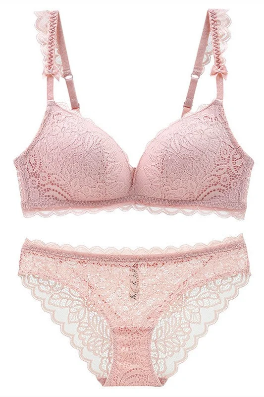 Get It Before It’s Gone Elegant Pink Lace Lingerie Set