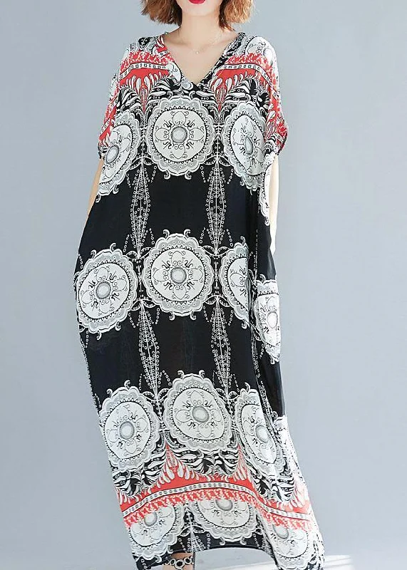 Hurry In DIY prints linen cotton dress v neck Love summer Dresses