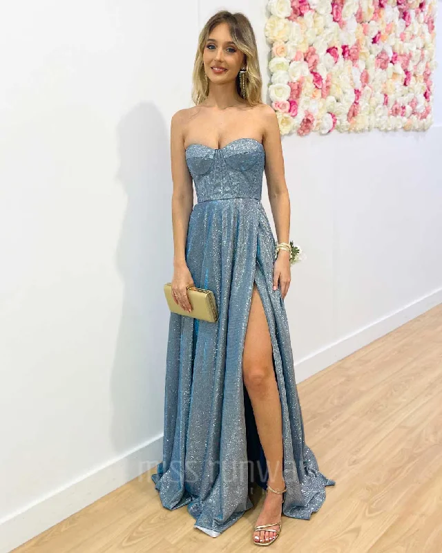 New Arrival Delphine Glitter Gown - Ocean Blue