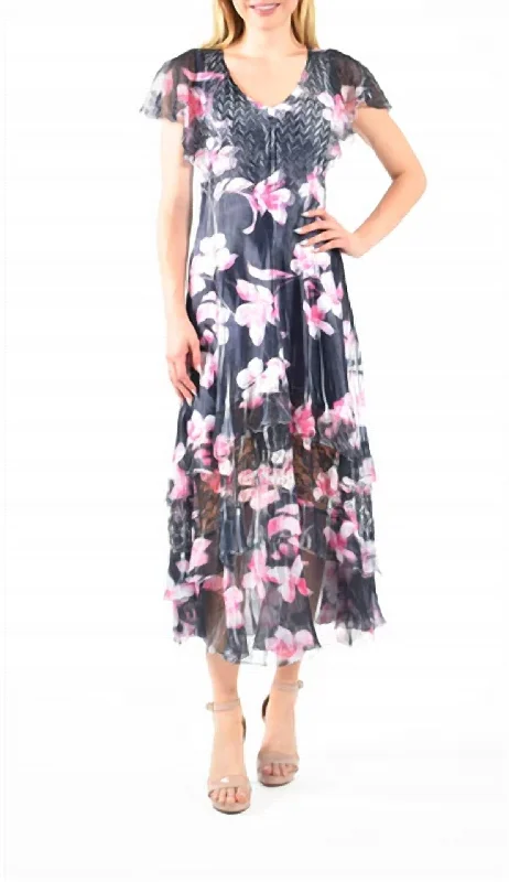Deep Discounts Flutter Sleeve Maxi Dress In Ina Flower