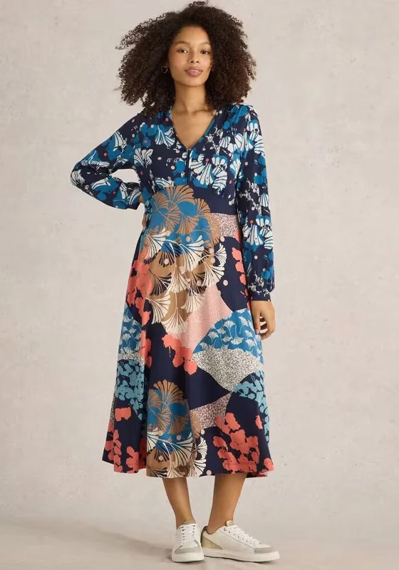 Special Offer White Stuff Megan Printed Midi Dress, Navy Multi