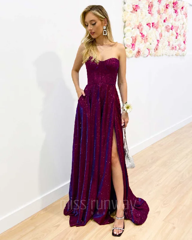 The Best Prices Delphine Glitter Gown - Fuchsia
