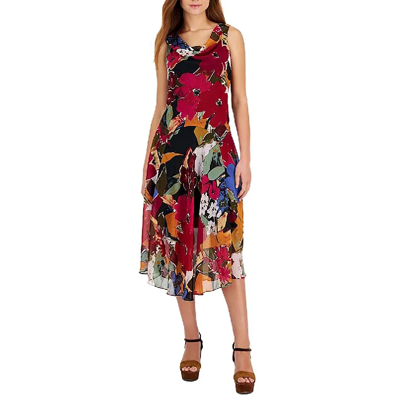 Unbeatable Prices Womens Cowl Neck Floral Midi Dress