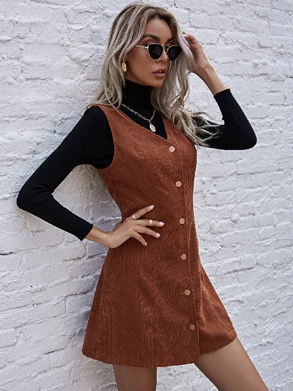 Steals and Deals KittenAlarm - Cord Overall A-line Dress