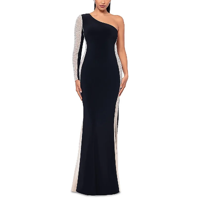 Limited Stock Womens Embellished One Shoulder Evening Dress