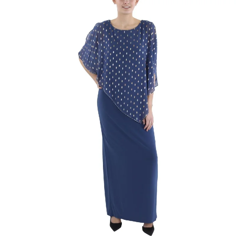 Clearance Event Womens Metallic Cold Shoulder Evening Dress