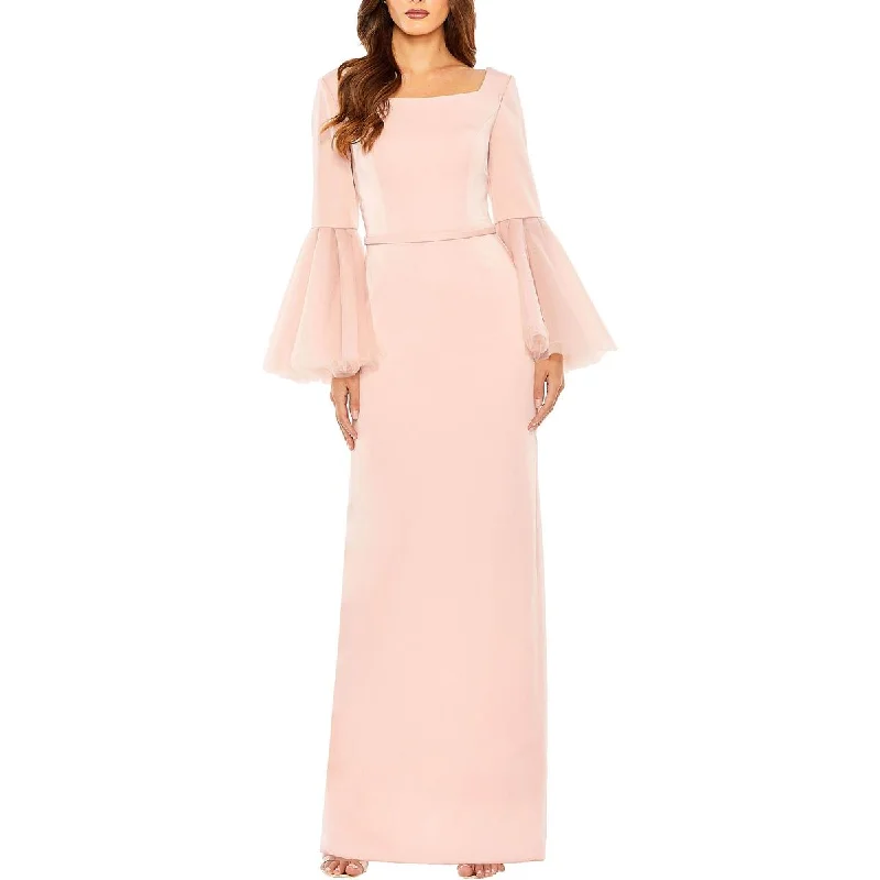 Can't Miss Womens Satin Square Neck Evening Dress