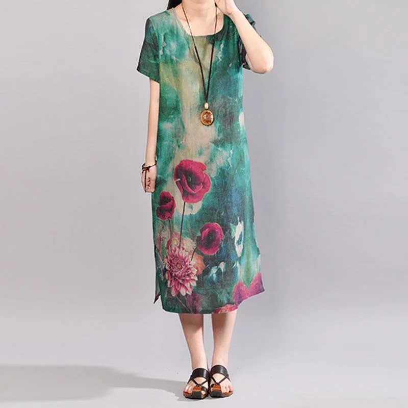 Lowest Price fashion summer maxi dress plus size Retro Short Sleeve Flower Summer Long Dress Lowest Price fashion summer maxi dress plus size Retro Short Sleeve Flower Summer Long Dress