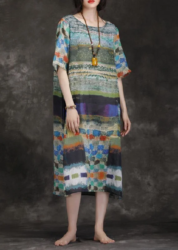 Savings Alert Elegant o neck side open linen multicolor Dresses summer