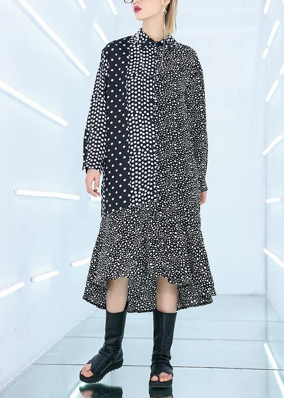 Deal Dash Elegant black dotted Cotton patchwork shift summer Dress