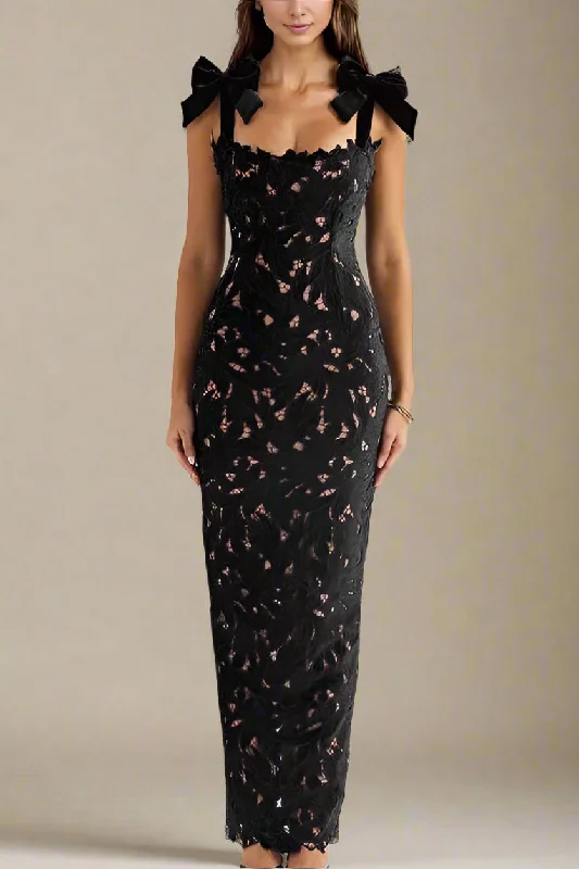 Daily Specials Odette Bodycon Lace Maxi Dress - Classic Black